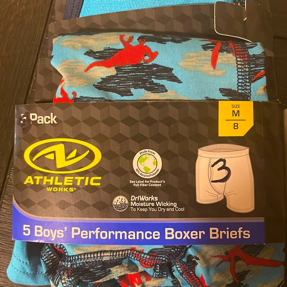 3 Pack Athletic Works Boys DriWorks Moisture Wicking Performance Boxer Briefs. - Picture 5 of 5